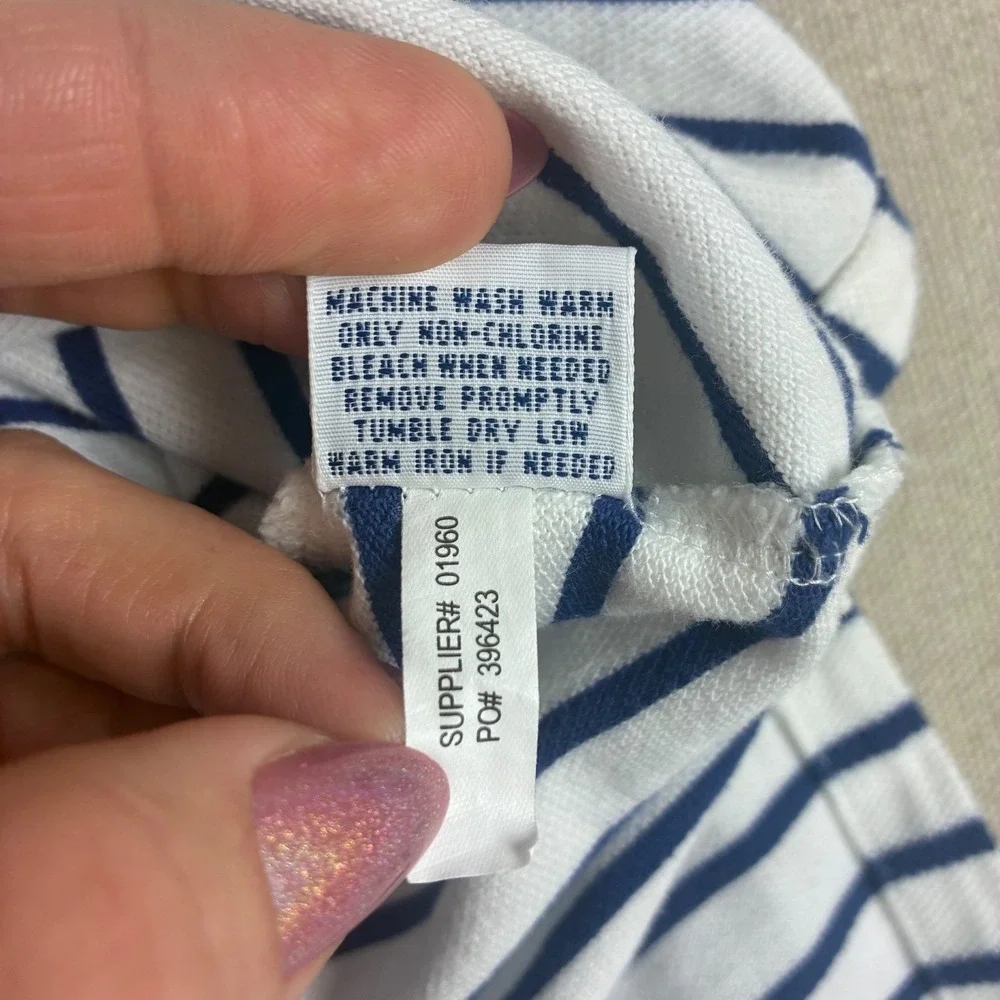 Polo Ralph Lauren Polo Shirt Mens L White Navy Blue‎ Striped Custom Fit Preppy